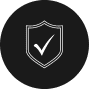 A black circle contains a white shield with a check mark in the center, symbolizing security or protection, much like the trusted expertise Land Surveyors in Martin County offer to safeguard your property's boundaries.