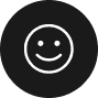 A white smiley face icon on a black circular background. The minimalist design, akin to Land Surveyors in Indian River County using precision tools, features two dots for eyes and a curved line for a mouth, creating a cheerful expression.