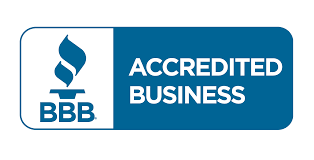 BBB Accredited Business logo featuring a blue torch on a white and blue background, symbolizing trust.